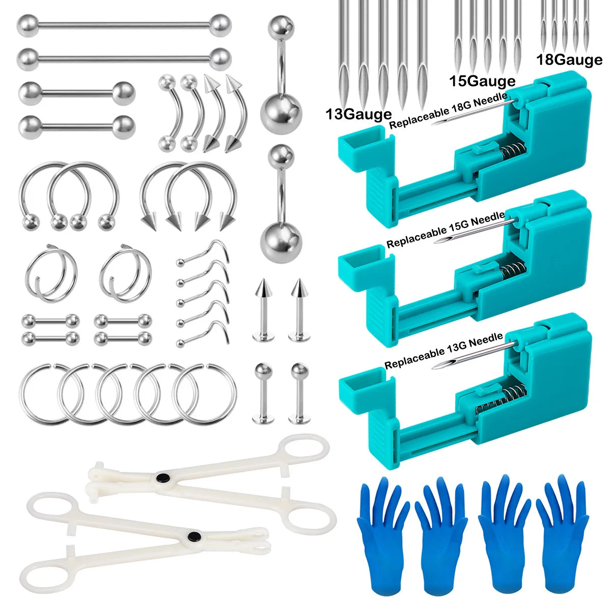 Body Piercing Jewellery Kit – Stainless Steel & Acrylic