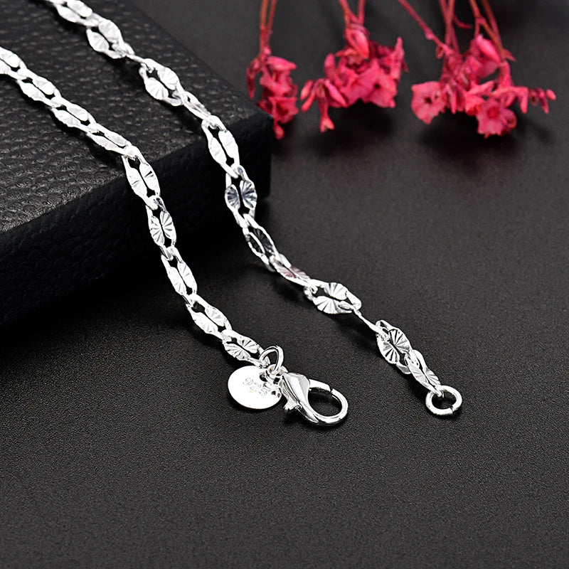 2pcs 925 Sterling Silver Chain Bracelet & Necklace Jewellery Set