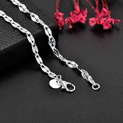 2pcs 925 Sterling Silver Chain Bracelet & Necklace Jewellery Set