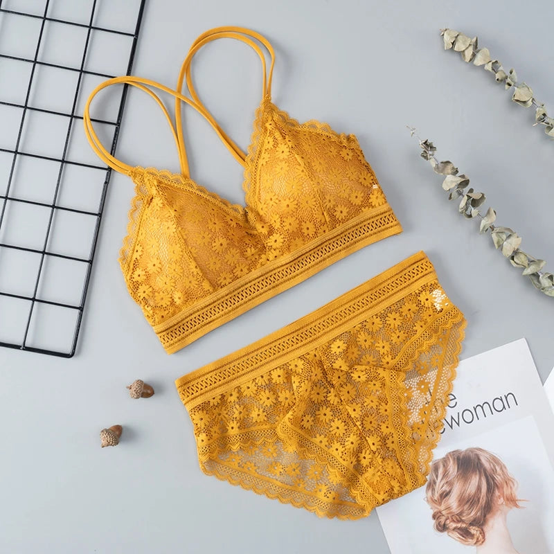 MIMICOO Floral Lace Bra & Brief Set – Seamless Romance