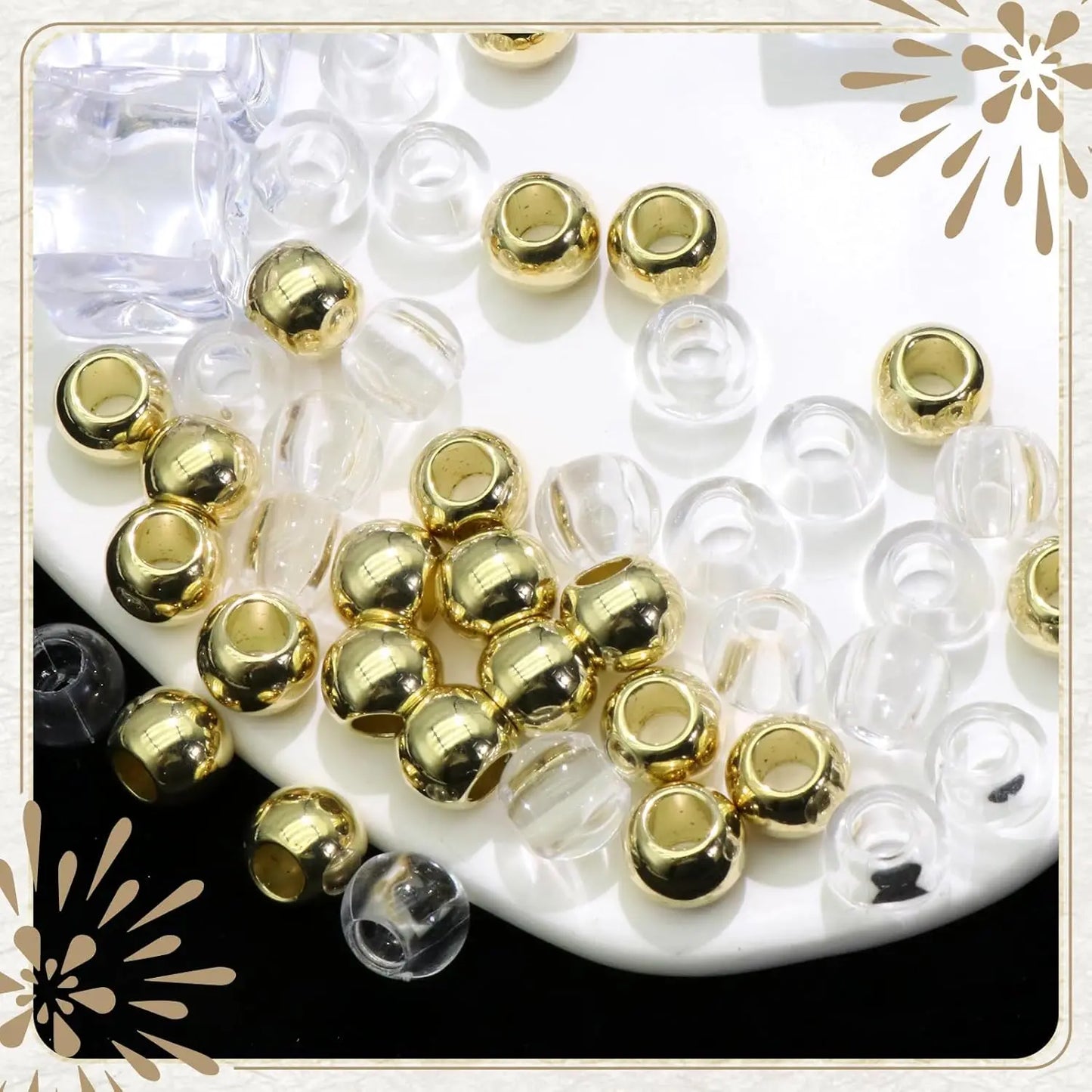 50PCS Hair Beads Loc Dreadlock Jewelry Clear Large Beads Braids Accessories Hair Decoration for Women Jewelry Making Kit - Shello's Creative Boutique