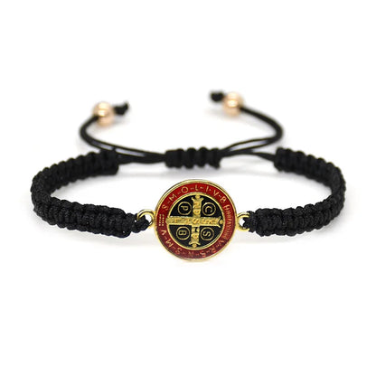 Religious Cross Charm Rope Bracelet – Woven Catholic Jewellery for Men & Women