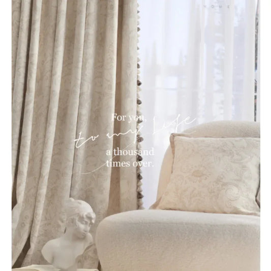 French Luxury Embroidered Chenille Curtains – Romantic Blackout Drapes - Shello's Creative Boutique