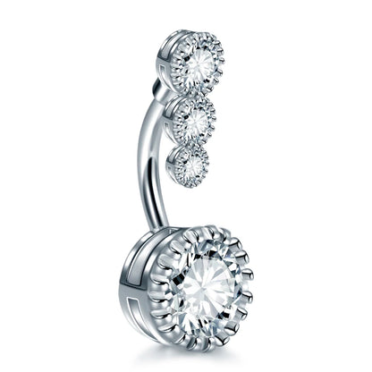 Stainless Steel Cubic Zirconia Drop Navel Ring