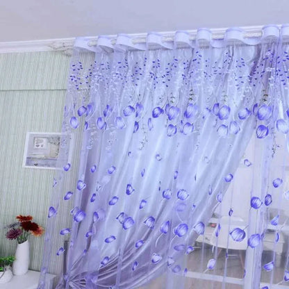 Beeinch Floral Tulle Curtains - Modern Sheer Window Panels for Living Room & Bedroom - Shello's Creative Boutique