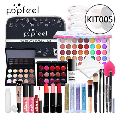POPFEEL Makeup Full Kit Female Make Up Set Eye Shadow Eyeshadow Palette Lip Gloss Mascara Eyeliner Brushes Bag Make-up for Women - Shello's Creative Boutique