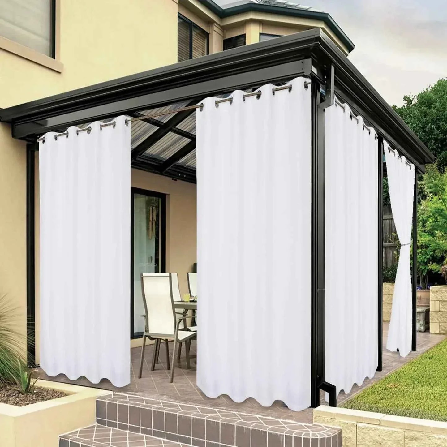 Waterproof Outdoor Curtains - UV Resistant Privacy Drapes for Patio Pergola Terrace - Shello's Creative Boutique