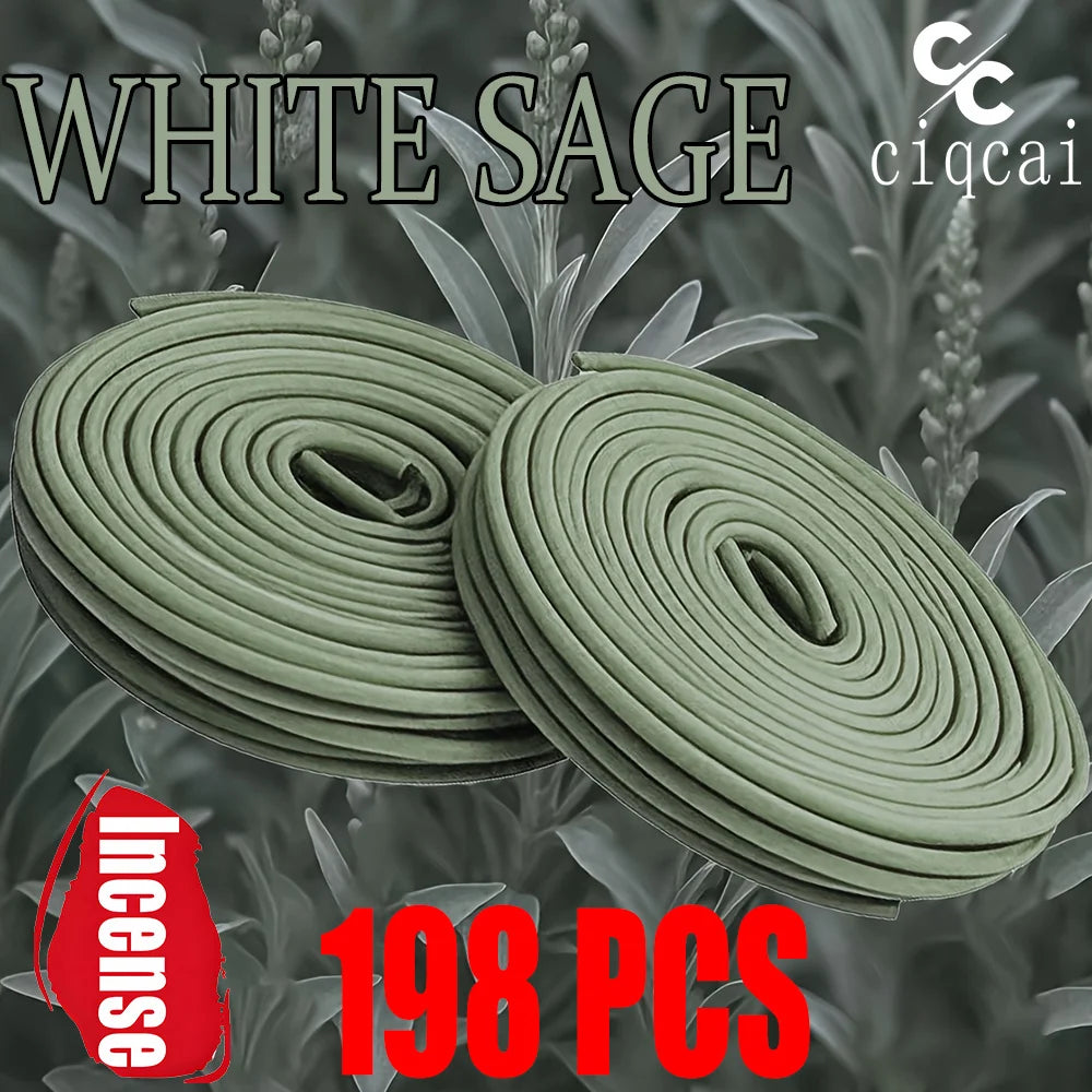 White Sage Spiral Incense Coils - Long-Lasting 2-Hour Burn (22-198 Pieces) - Shello's Creative Boutique