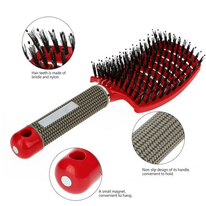 Detangling Hair Brush - Bristle & Nylon Scalp Massage Comb for Wet Curly Hair