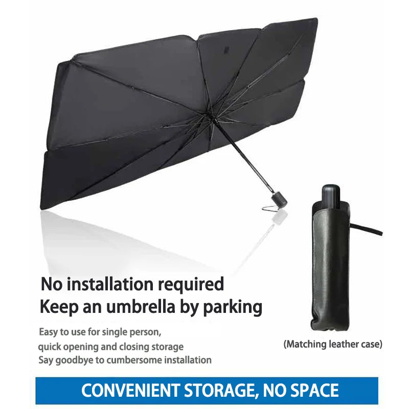 Foldable Car Windshield Sun Shade — Portable Sunscreen Parasol for Front Window
