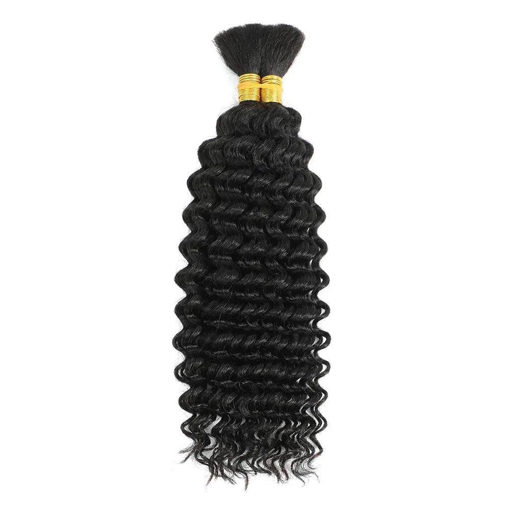 Blonde Highlight Bulk Braiding Hair - Deep Wave Curly Human Hair 100g for Boho Braids - Shello's Creative Boutique