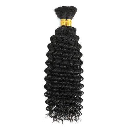 Blonde Highlight Bulk Braiding Hair - Deep Wave Curly Human Hair 100g for Boho Braids - Shello's Creative Boutique