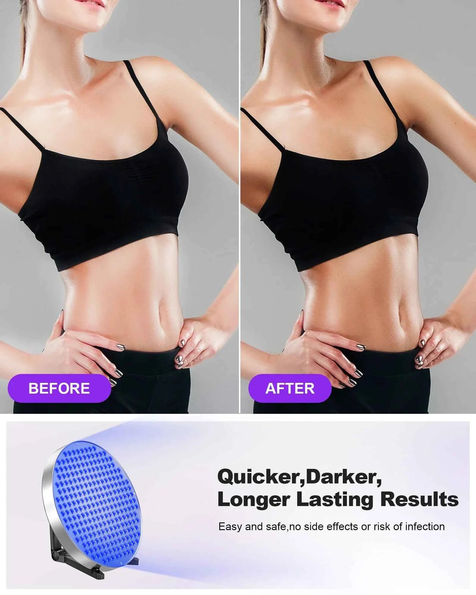 50W Tanning Lamp for Home Whole Body 250 PCS Blue light 460nm Tanning Solarium for Antique Bronze Skin with Eye Mask