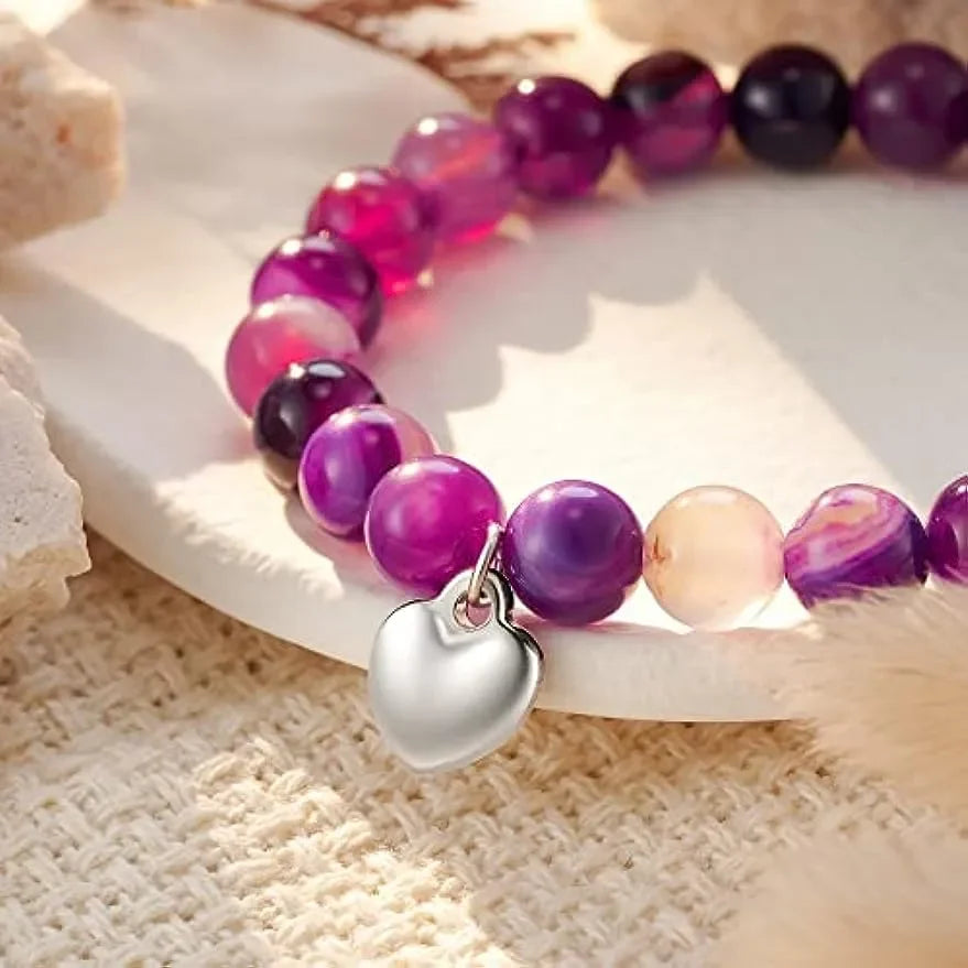 Amethyst & Purple Agate Bracelet and Necklace Gift Set – Stress Relief Jewellery