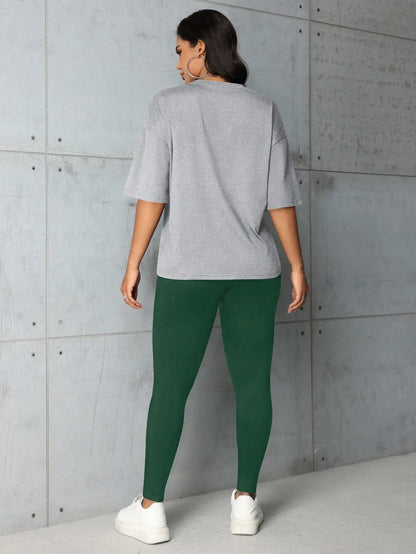 SIM WANG Crown Letter Print Y2K Pants Set – Summer Graphic T-Shirt & Skinny Pencil Pants 2-Piece Casual Outfit for Women