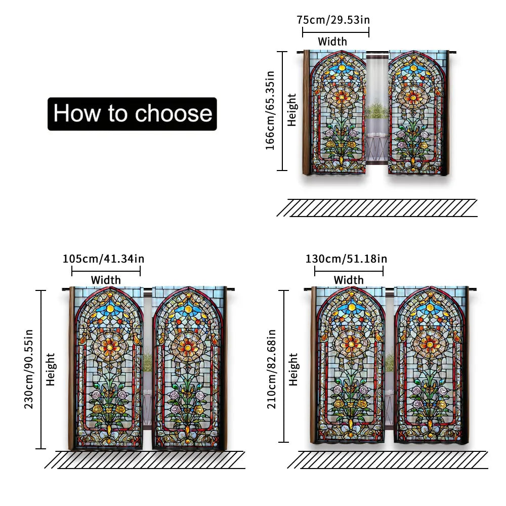 European Gothic Floral Curtains - 2 Panel Set for Bedroom & Living Room