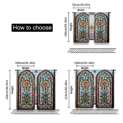 European Gothic Floral Curtains - 2 Panel Set for Bedroom & Living Room
