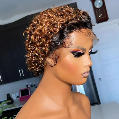 Pixie Cut Short Bob Wig - 100% Human Hair 13x4 Transparent Lace Frontal Wig - Shello's Creative Boutique