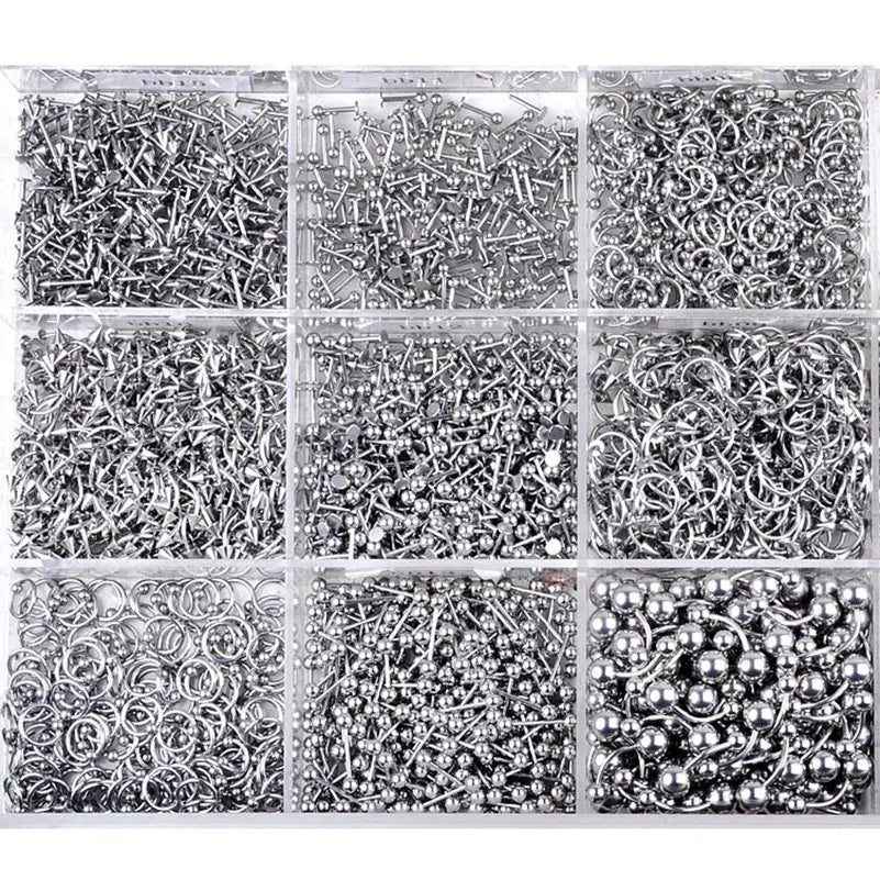 45/90-Piece Stainless Steel Body Piercing Jewellery Set