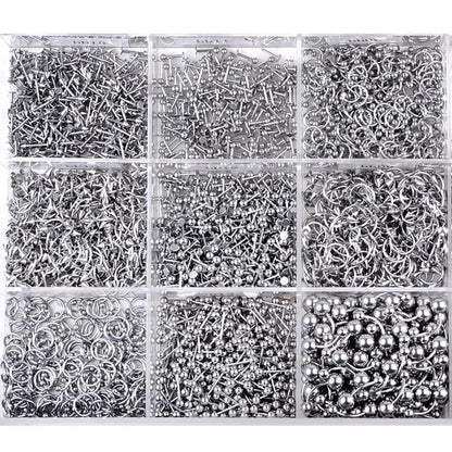 45/90-Piece Stainless Steel Body Piercing Jewellery Set