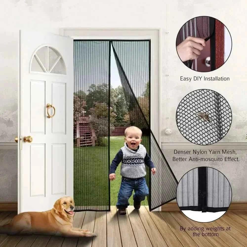 Magnetic Door Curtain - Auto-Close Anti-Mosquito Screen with No Drilling Installation (100x210cm) - Shello's Creative Boutique