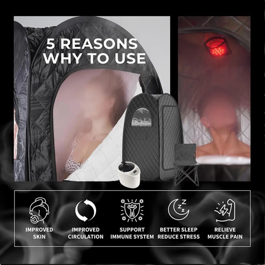 Portable Personal Steam Sauna Tent – Full Body Home Spa with Remote Control & Folding Chair