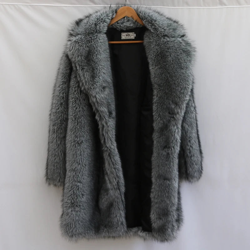 Men's Faux Fur Long Coat - Winter Trench Coat Plus Size