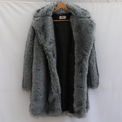 Men's Faux Fur Long Coat - Winter Trench Coat Plus Size