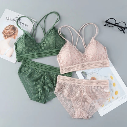 MIMICOO Floral Lace Bra & Brief Set – Seamless Romance