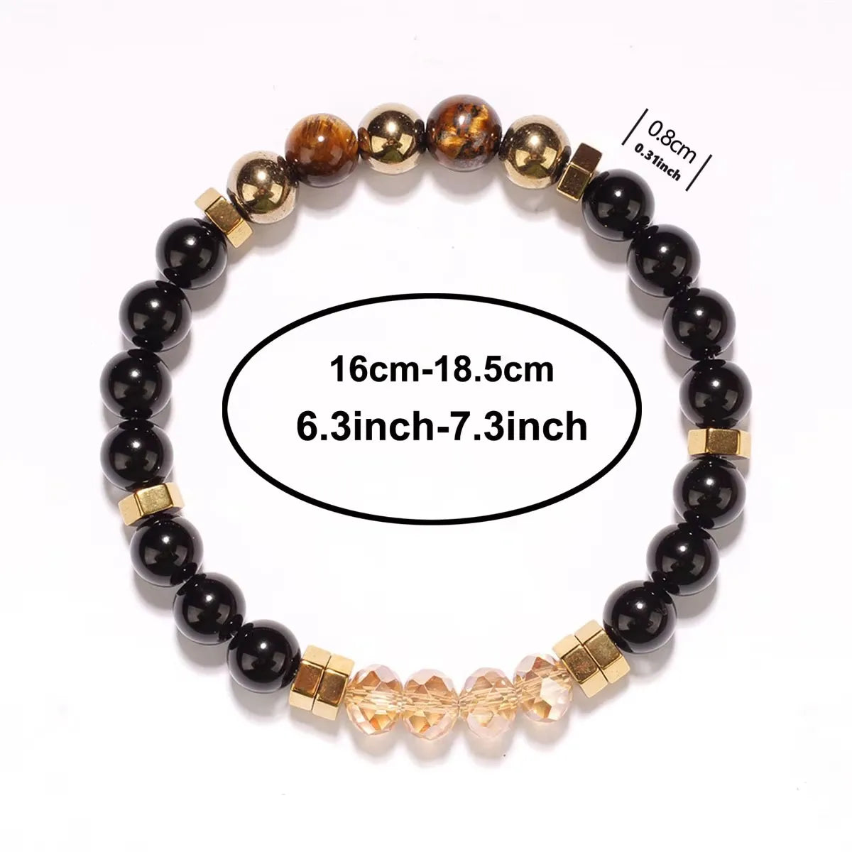 Hematite & Pyrite Natural Stone Beaded Bracelet – Unisex Stretch Bangle