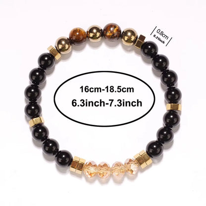 Hematite & Pyrite Natural Stone Beaded Bracelet – Unisex Stretch Bangle