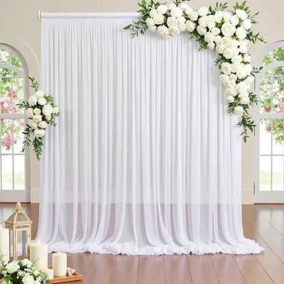 White Sheer Tulle Curtains - Elegant Window Drapes for Living Room & Bedroom - Shello's Creative Boutique