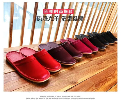 Men's Indoor Slippers - Closed Toe Faux Leather Slides (Large Sizes 47-48)