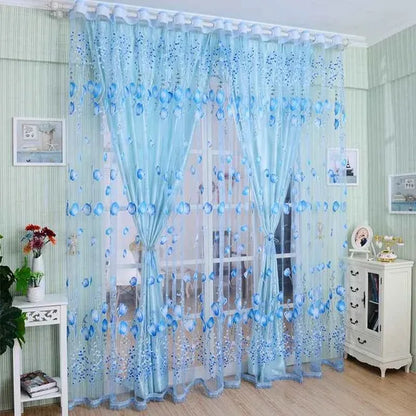 Beeinch Floral Tulle Curtains - Modern Sheer Window Panels for Living Room & Bedroom - Shello's Creative Boutique
