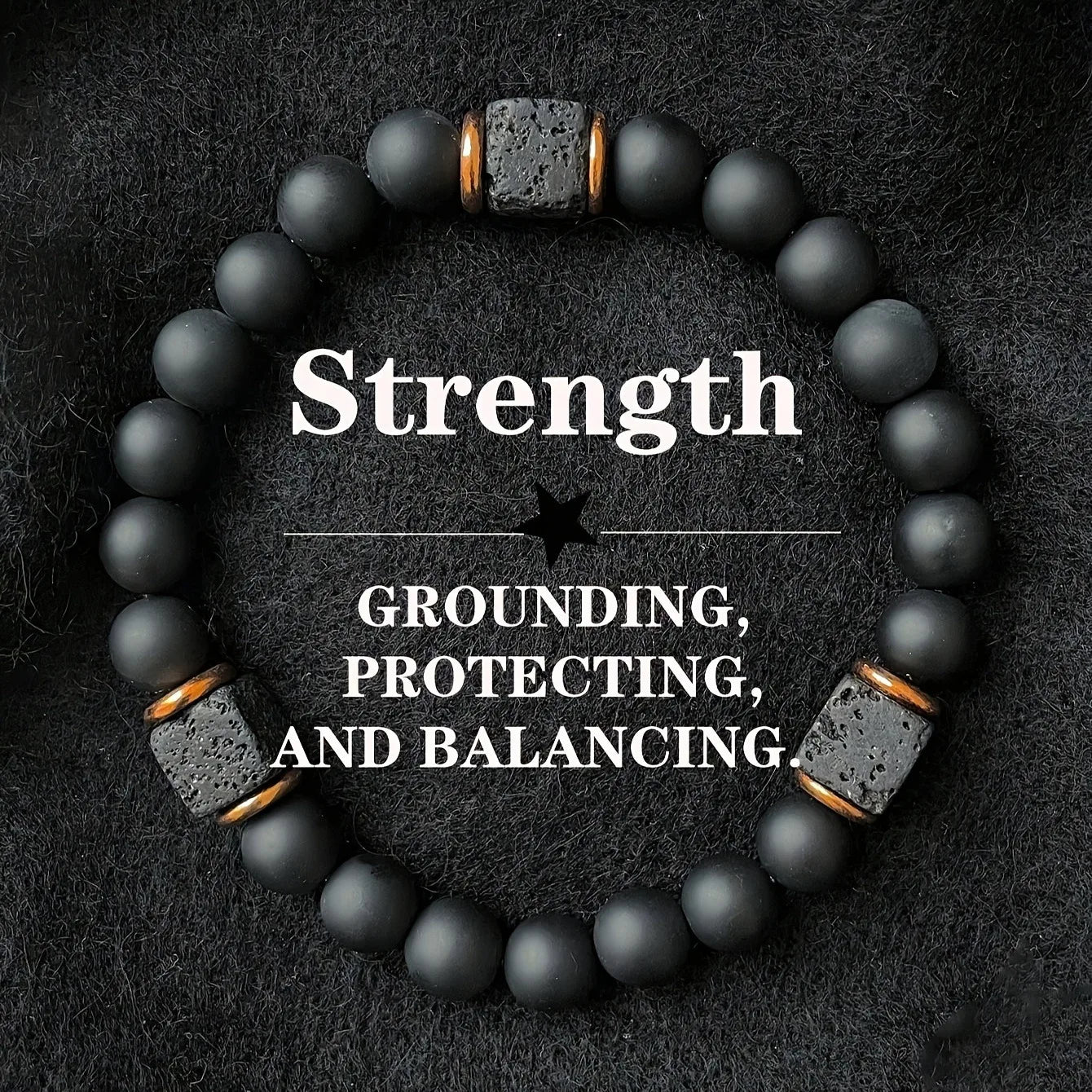 Elastic Men's Volcanic Stone Bracelet with Square Black Agate Fashionable Jewelry Suitable for Modern Gentlemen Magnetic Therapy