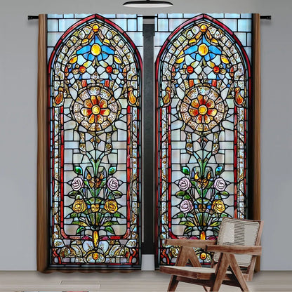 European Gothic Floral Curtains - 2 Panel Set for Bedroom & Living Room