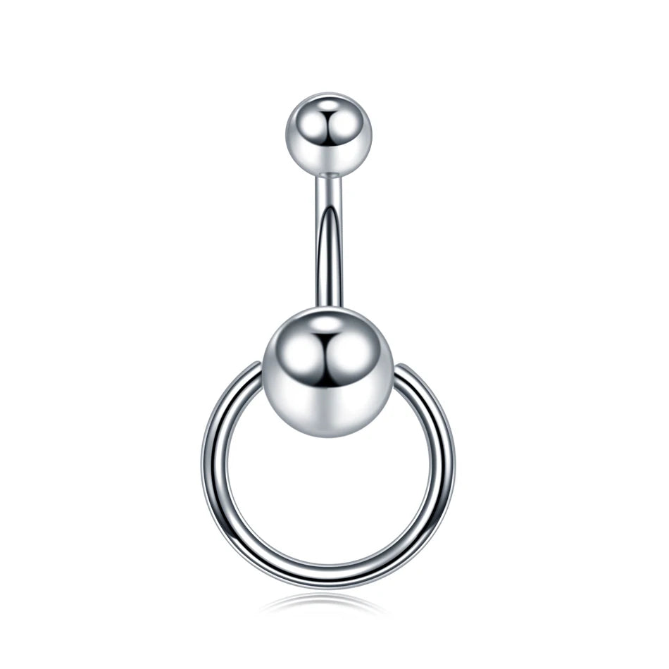 Stainless Steel Cubic Zirconia Drop Navel Ring