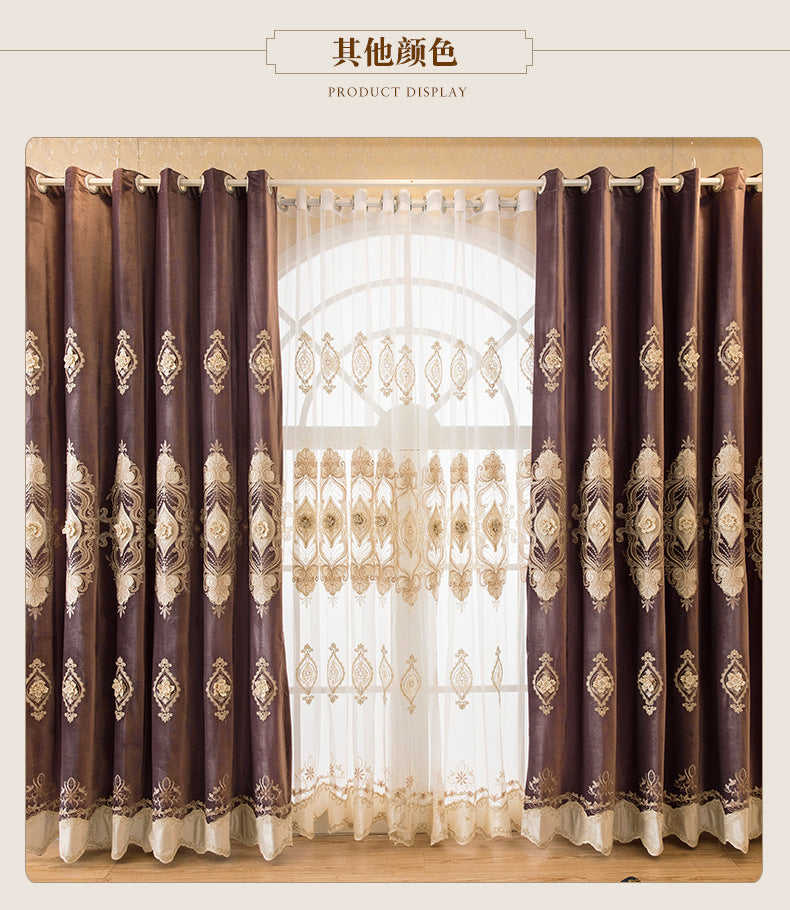 European Water Soluble Embroidery Curtains - Elegant Embroidered Drapes with Yarn for Living & Dining Room
