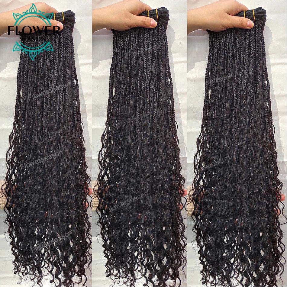 Boho Box Braids Human Hair Bundles - Curly Weave Double Weft 150g Remy Hair - Shello's Creative Boutique