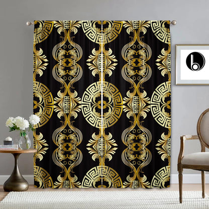 Retro Home Decoration Curtains - 2 Panel Rod Pocket Set for Kitchen & Living Room