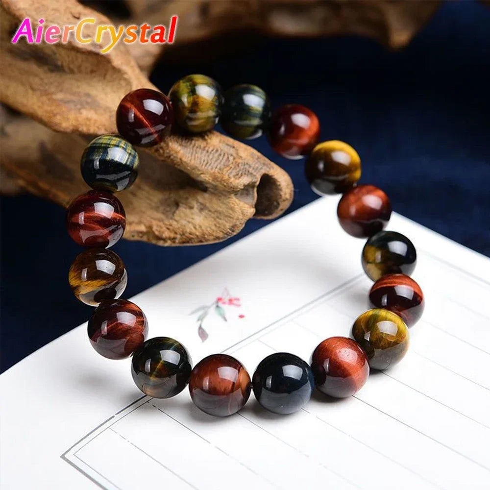 Tiger Eye Crystal Bead Bracelet – Natural Stone Healing Jewellery for Men & Women