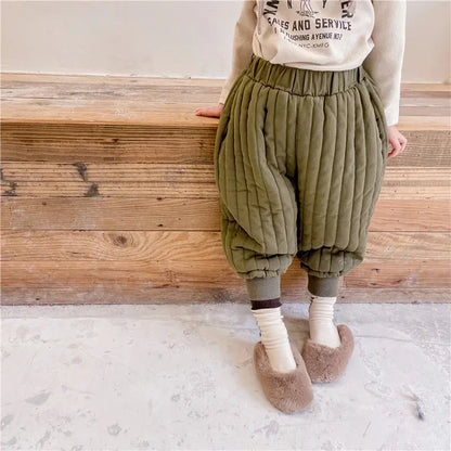 Winter Cotton-Padded Kids Harem Trousers – Unisex Full-Length Thermal Pants (Ages 2–7) - Shello's Creative Boutique