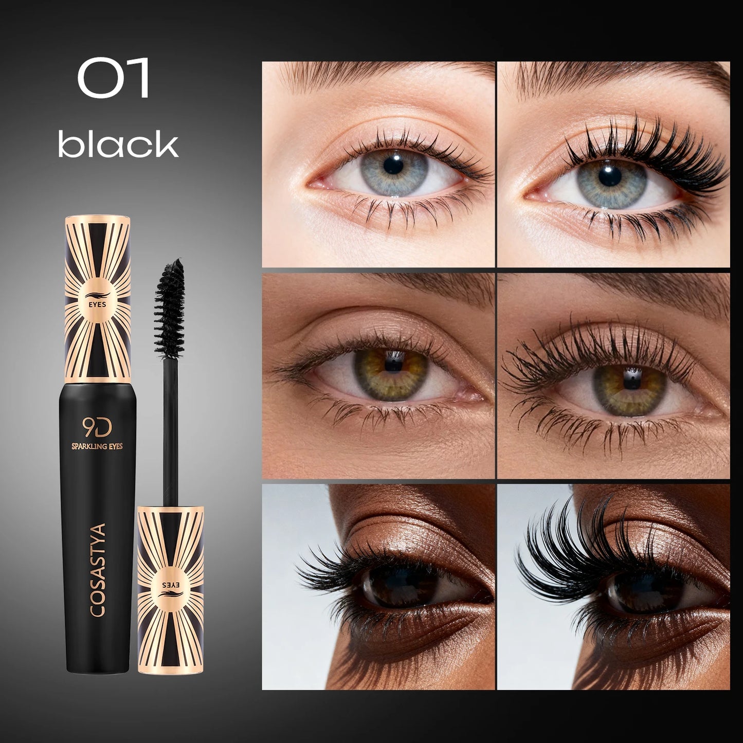 COSASTYA 9D Waterproof and Sweat-Proof Mascara, Black, Volume, Curl, Long-Lasting, Smudge-Proof, Travel Size - Shello's Creative Boutique