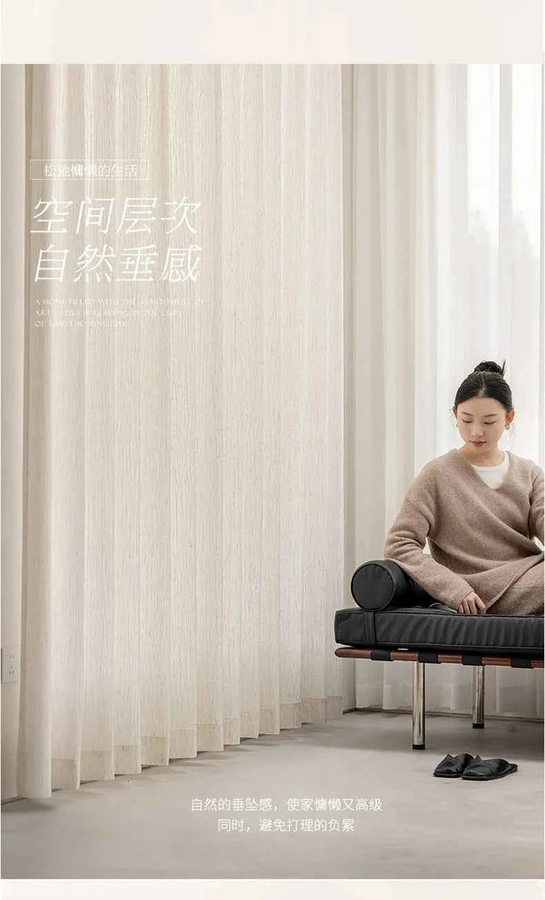 Luxurious Textured Thick Tulle Curtains - Insulated Sheer Drapes for Living Room & Bedroom