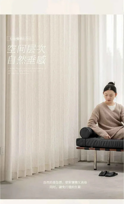 Luxurious Textured Thick Tulle Curtains - Insulated Sheer Drapes for Living Room & Bedroom - Shello's Creative Boutique