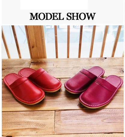 Men's Indoor Slippers - Closed Toe Faux Leather Slides (Large Sizes 47-48)