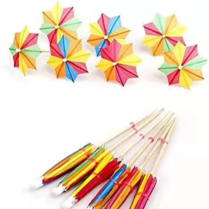 50pcs Mini Cocktail Umbrella Picks — Paper Parasol Party Sticks for Drinks & Cakes