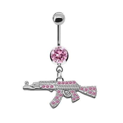 Pink Stainless Steel Belly Button Ring – Animal & Butterfly Styles