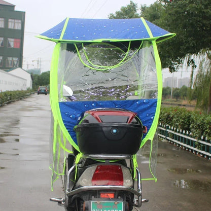 Fully Enclosed Electric Vehicle Canopy – Removable Rainproof Motorcycle Parasol with Metal Bracket