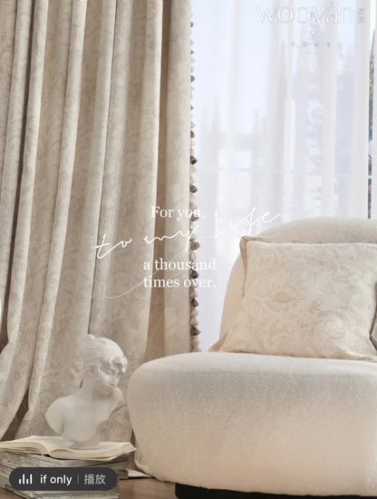 French Luxury Embroidered Chenille Curtains – Romantic Blackout Drapes - Shello's Creative Boutique